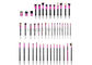 grupo de escova cosmético da composição da linha completa 42PCs com a virola de alumínio cor-de-rosa &amp; o punho de madeira preto matte